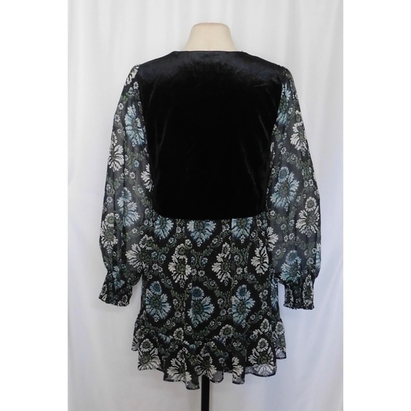 ZARA Velvet Vest Metallic Floral Print Dress Retro Ruffle Chic 8778/242 Large - Picture 9 of 16